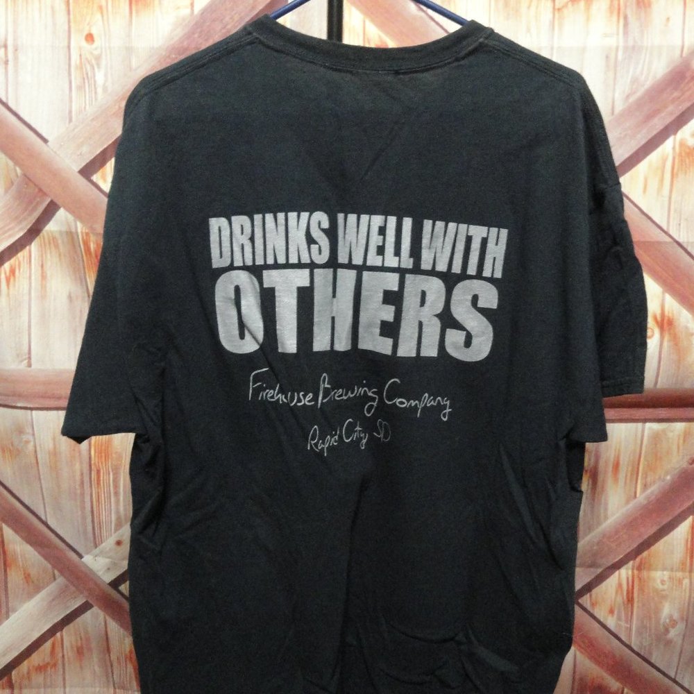 Fire House Brewing Co~Drinks well with others Graphic T~Fun~Fire Fighter~EUC - Picture 3 of 4